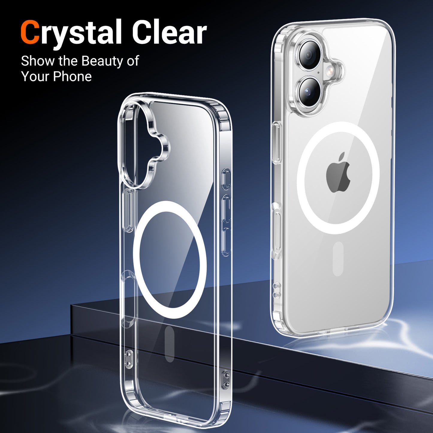 Temdan for iPhone 16 Case Clear, Compatible with Magsafe, Anti-Yellowing, Military-Grade Protection, Shockproof Slim Magnetic Phone Case Cover, Transparent