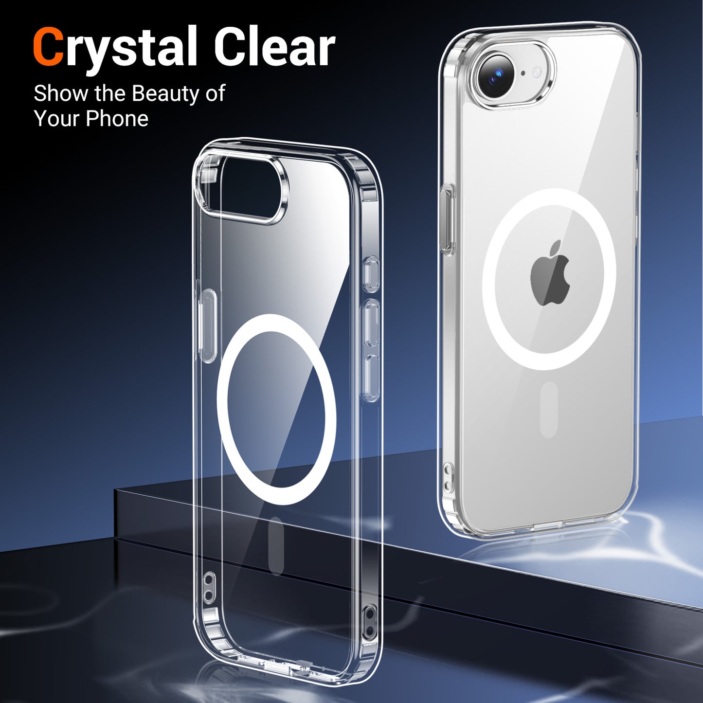 Temdan for iPhone 16e Case Clear with Screen Protector, Compatible with Magsafe, Anti-Yellowing, Military-Grade Protection, Shockproof Slim Magnetic Phone Case Cover, Transparent