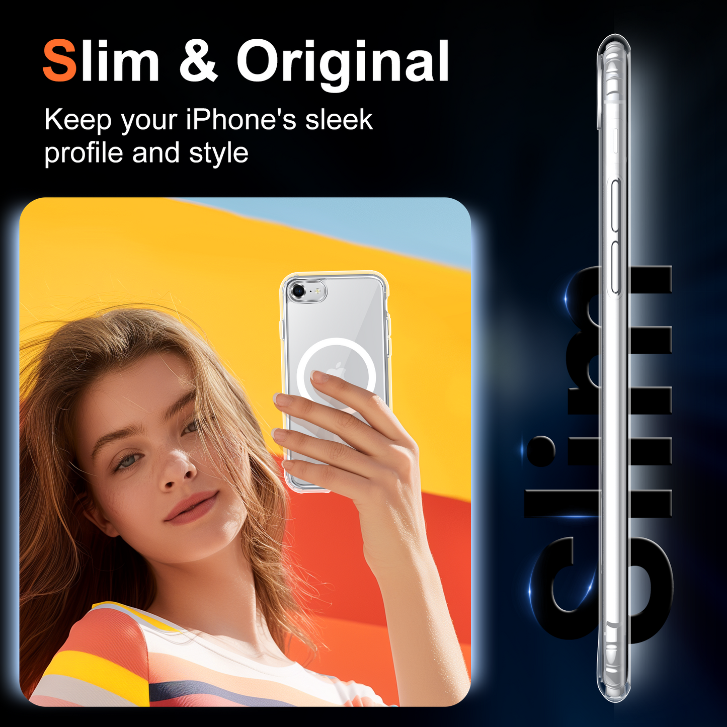 Temdan for iPhone SE Case 2022/2020/3rd/2rd Clear with Screen Protector, Compatible with Magsafe, Anti-Yellowing, Military-Grade Protection, Shockproof Slim Magnetic Phone Case Cover, Transparent