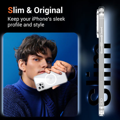 Temdan for iPhone 12& iPhone 12 Pro Case Clear with Screen Protector, Compatible with Magsafe, Anti-Yellowing, Military-Grade Protection, Shockproof Slim Magnetic Phone Case Cover, Transparent