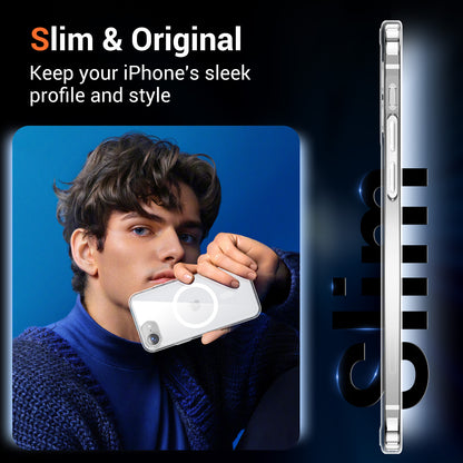 Temdan for iPhone 16e Case Clear with Screen Protector, Compatible with Magsafe, Anti-Yellowing, Military-Grade Protection, Shockproof Slim Magnetic Phone Case Cover, Transparent