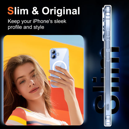 Temdan for iPhone 17 Case Clear with Screen Protector, Compatible with Magsafe, Anti-Yellowing, Military-Grade Protection, Shockproof Slim Magnetic Phone Case Cover, Transparent