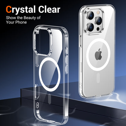 Temdan for iPhone 16 Pro Max Case Clear, Compatible with Magsafe, Anti-Yellowing, Military-Grade Protection, Shockproof Slim Magnetic Phone Case Cover, Transparent