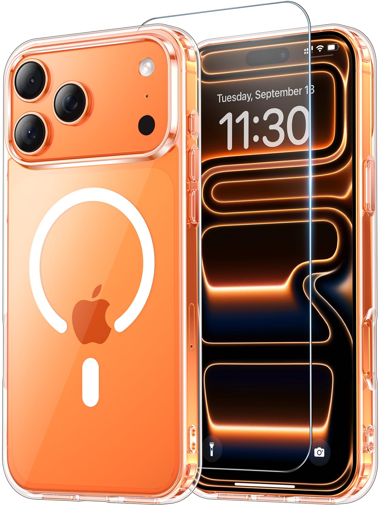 Temdan for iPhone 17 Pro Max Case Clear with Screen Protector, Compatible with Magsafe, Anti-Yellowing, Military-Grade Protection, Shockproof Slim Magnetic Phone Case Cover, Transparent