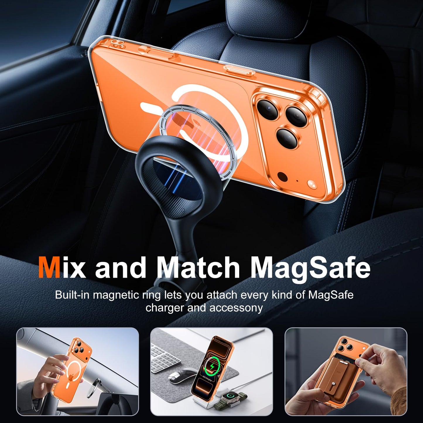 Temdan for iPhone 17 Pro Max Case Clear with Screen Protector, Compatible with Magsafe, Anti-Yellowing, Military-Grade Protection, Shockproof Slim Magnetic Phone Case Cover, Transparent